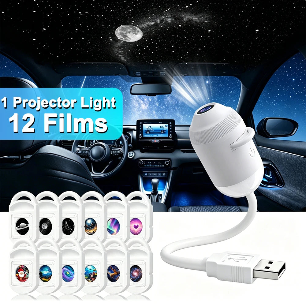 USB Star Projector Light 3 in 1/6 in 1Touch Control Flexible Hose Car Roof Galaxy Night Light For Bedroom Auto Atmosphere Lamp